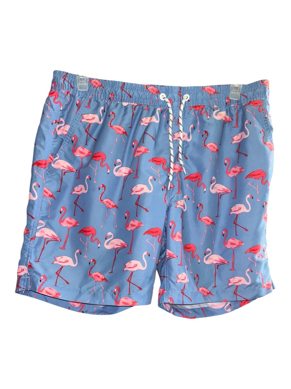 Old Navy Blue Swim Trunks with Pink Flamingo Print